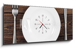 Obraz s hodinami   Empty plate, fork and knife, 120 x 50 cm