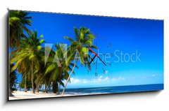 Obraz s hodinami   Art beautiful seaside view background, 120 x 50 cm