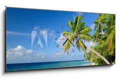 Obraz s hodinami 1D panorama - 120 x 50 cm F_AB64951147 - Strand mit Palmen