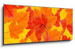 Obraz s hodinami 1D panorama - 120 x 50 cm F_AB6504633 - autumn leaves - podzimní listí