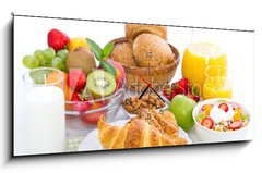 Obraz s hodinami   Healthy breakfast on the table, 120 x 50 cm