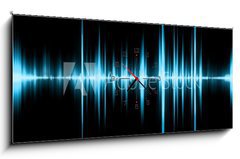 Obraz s hodinami 1D panorama - 120 x 50 cm F_AB6525764 - Graphic of a digital sound on black bottom - Grafika digitálního zvuku na černém spodku