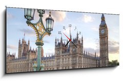 Obraz s hodinami   Big Ben and House of Parliament at Night, 120 x 50 cm