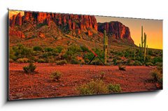 Obraz s hodinami 1D panorama - 120 x 50 cm F_AB66008213 - Desert sunset with mountain near Phoenix, Arizona, USA