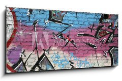 Obraz s hodinami 1D panorama - 120 x 50 cm F_AB66060537 - abstract background graffiti - abstraktní pozadí graffiti