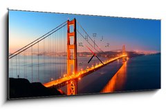 Obraz s hodinami   Golden Gate Bridge, 120 x 50 cm