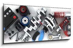 Obraz s hodinami   Car parts, 120 x 50 cm