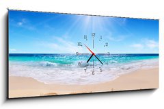 Obraz s hodinami 1D panorama - 120 x 50 cm F_AB67705269 - word  relax  on the tropical beach