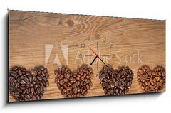 Obraz s hodinami 1D panorama - 120 x 50 cm F_AB68189159 - Coffee Bean Hearts