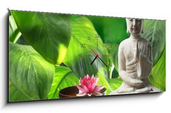 Obraz s hodinami 1D panorama - 120 x 50 cm F_AB68464506 - Buddha in meditation