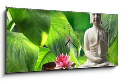 Obraz s hodinami   Buddha in meditation, 120 x 50 cm