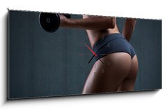 Obraz s hodinami 1D panorama - 120 x 50 cm F_AB68575328 - Very sexy young beautiful ass in thong. Beautiful athletic woman
