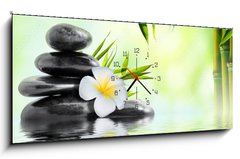 Obraz s hodinami 1D panorama - 120 x 50 cm F_AB68618057 - spa massage treatment in garden with frangipani and bamboo