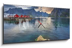 Obraz s hodinami   Lofoten Islands., 120 x 50 cm