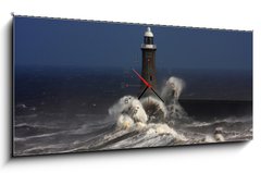 Obraz s hodinami   Tynemouth Pier, 120 x 50 cm