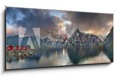 Obraz s hodinami 1D - 120 x 50 cm F_AB68842995 - Lofoten Islands Panorama.