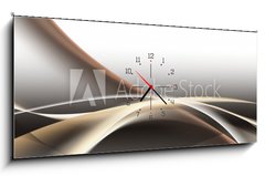 Obraz s hodinami 1D - 120 x 50 cm F_AB68844309 - fale abstrakcja