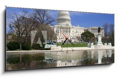 Obraz s hodinami   Washington DC, US Capitol building, 120 x 50 cm