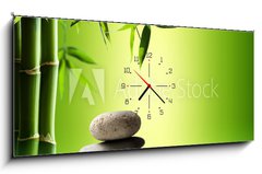 Obraz s hodinami   spa background with bamboo and stones on water, 120 x 50 cm