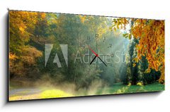 Obraz s hodinami   Beautiful autumn tree with fallen dry leaves, 120 x 50 cm