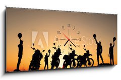 Obraz s hodinami 1D panorama - 120 x 50 cm F_AB69083820 - motorsiklet tak m