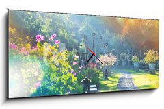 Obraz s hodinami 1D panorama - 120 x 50 cm F_AB69278380 - Garden