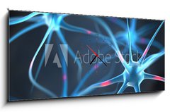 Obraz s hodinami 1D panorama - 120 x 50 cm F_AB69442433 - Neurons in the brain - Neurony v mozku