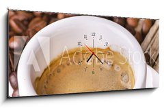 Obraz s hodinami 1D panorama - 120 x 50 cm F_AB69523318 - tazzina di caff