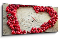 Obraz s hodinami   heart shape of fresh berries, 120 x 50 cm