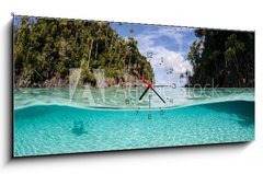 Obraz s hodinami   Tropical Islands and Shallow Water, 120 x 50 cm