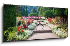 Obraz s hodinami 1D panorama - 120 x 50 cm F_AB69808368 - Flower Garden