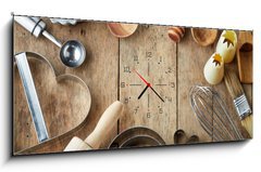 Obraz s hodinami 1D panorama - 120 x 50 cm F_AB69903671 - kitchen utensil - kuchyňské nádobí