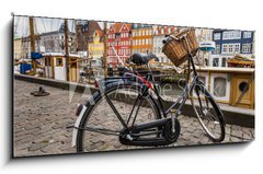 Obraz s hodinami   Classic vintage retro city bicycle in Copenhagen, Denmark, 120 x 50 cm