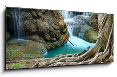 Obraz s hodinami   banyan tree and limestone waterfalls in purity deep forest use n, 120 x 50 cm