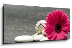 Obraz s hodinami 1D panorama - 120 x 50 cm F_AB7064186 - Gerbera pink