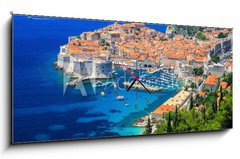 Obraz s hodinami 1D - 120 x 50 cm F_AB71208436 - A panoramic view of the walled city, Dubrovnik Croatia