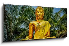 Obraz s hodinami   Buddha statue, 120 x 50 cm