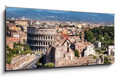 Obraz s hodinami 1D panorama - 120 x 50 cm F_AB72183112 - Ariel view of Rome: including the Colosseum and Roman Forum..