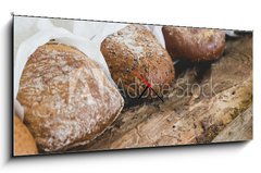 Obraz s hodinami 1D panorama - 120 x 50 cm F_AB72205297 - Delicious bread on the table