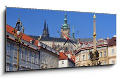 Obraz s hodinami   old Prague, 120 x 50 cm