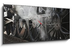 Obraz s hodinami 1D panorama - 120 x 50 cm F_AB72505403 - Steam Locomotive