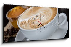 Obraz s hodinami   Painted Coffee, 120 x 50 cm