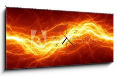 Obraz s hodinami 1D panorama - 120 x 50 cm F_AB72936590 - Abstract hot fire lightning - Abstraktní horký požár blesk