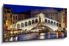 Obraz s hodinami   Night view of Rialto bridge and Grand Canal in Venice. Italy, 120 x 50 cm