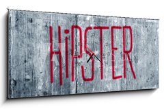 Obraz s hodinami 1D panorama - 120 x 50 cm F_AB73409883 - Hipster Graffiti on Grunge Concrete Wall - Hipster Graffiti na Grunge Betonové zdi