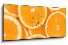 Obraz s hodinami 1D panorama - 120 x 50 cm F_AB73683243 - background of orange slices