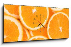 Obraz s hodinami   background of orange slices, 120 x 50 cm