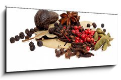 Obraz s hodinami 1D panorama - 120 x 50 cm F_AB73902901 - Spices isolated on white background