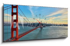 Obraz s hodinami 1D - 120 x 50 cm F_AB73939513 - Golden Gate Bridge