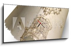 Obraz s hodinami 1D panorama - 120 x 50 cm F_AB74160132 - Carta pergamena papiro disegni antichi - Carta pergamena papirový anghi